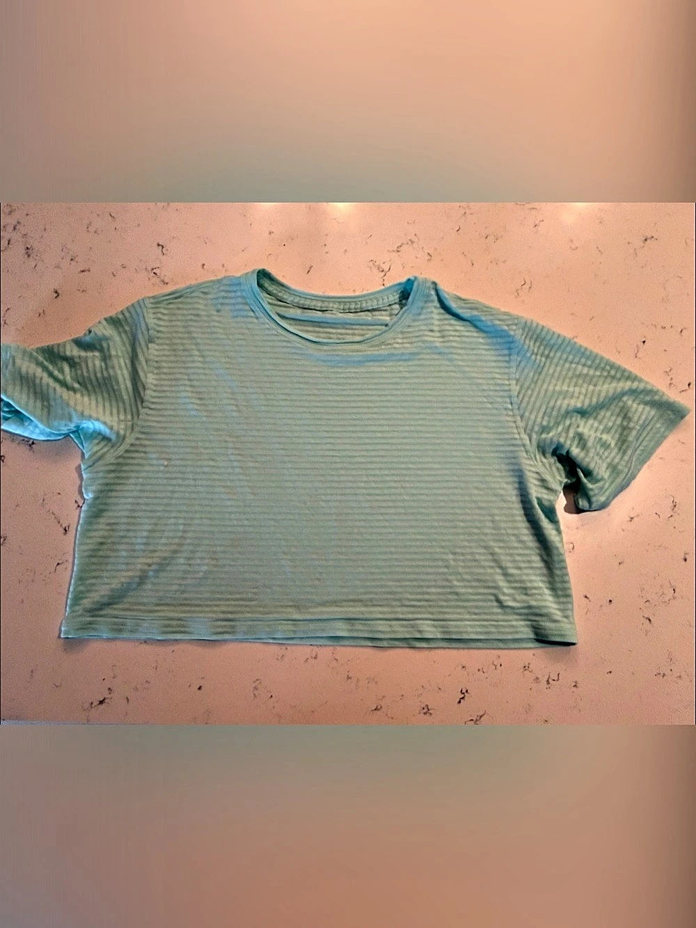 lululemon Seamless Classic-Fit Mariner Stripe Cropped T-Shirt Blue